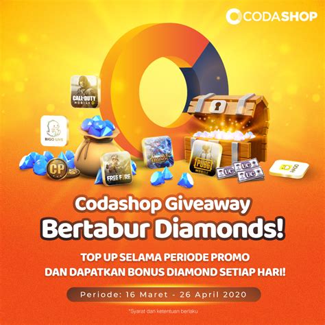 giveaway aplikasi codashop dapatkan paket praktis setidak-tidaknya, lihat aktivasi 60 hari WoW agar dapat gems referensi top up image 1